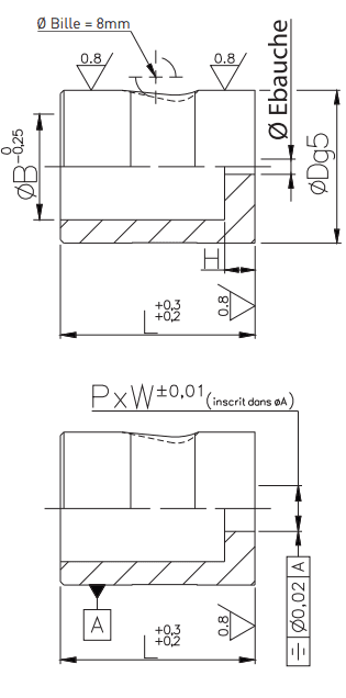 Ball-lock die button DA-BLCB DA-BLC_ PLAN