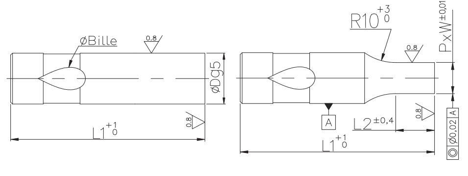 Ball-lock punches for light duty P_-BLNB P_-BLN_ plan, cutting punches, catalog standard and special, from the Porter Besson brand, from the manufacturer AMDL.