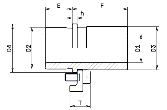 Demountable ball bearing bushes DB41 - DIN 9831 drawing. These guide bushess, are used with guide pillars, to design guide systems, to be integrated into the construction of press tools