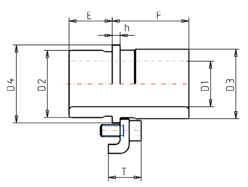 Demountable bronze plated guide bushes B20 - ISO 9448 plan