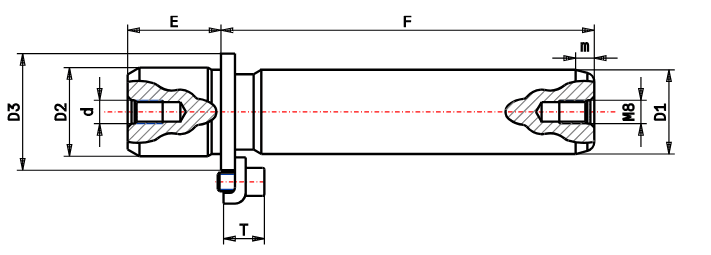 Demountable guide pillar with mounting clamps DP21 - DIN 9825 plan