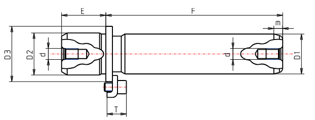 Demountable guide pillar with mounting clamps P21 - ISO 9182 plan