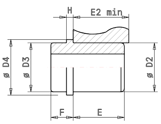 Demountable steel guide bushes HB - NF E63-123 drawing. These guide bushes, are used with guide pillars, to design guide systems, to be integrated into the construction of press tools