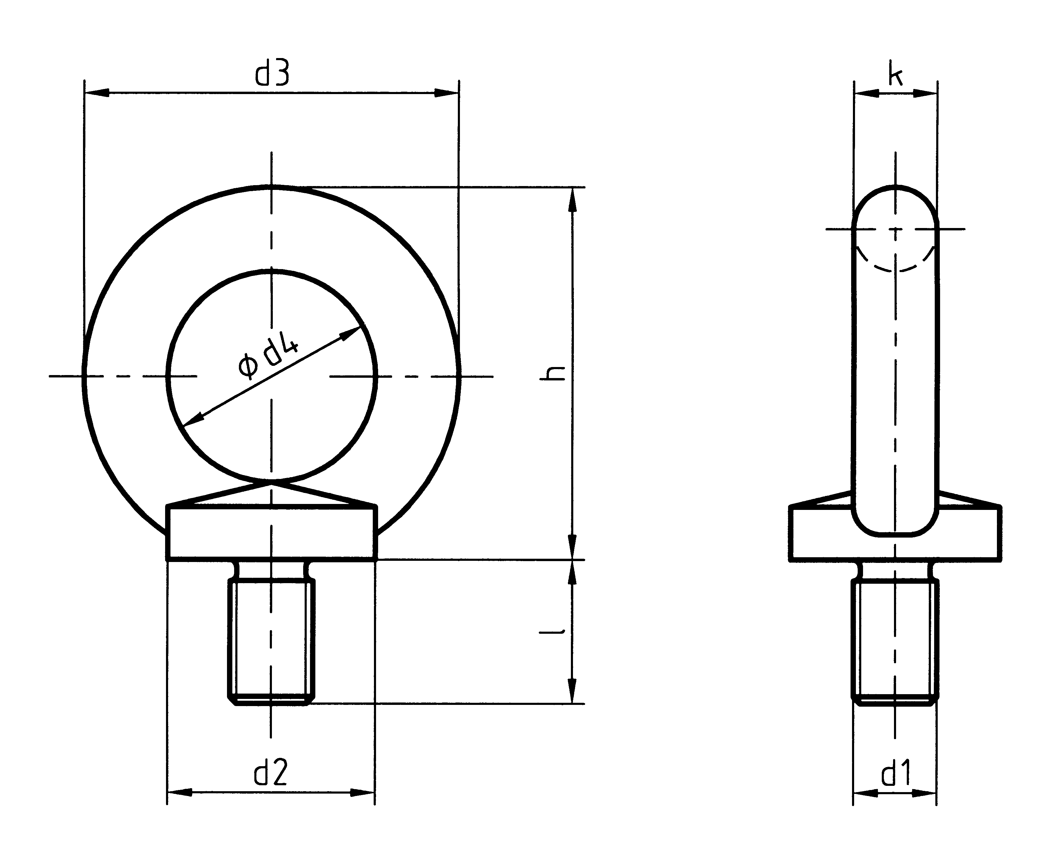 Lifting eye bolts A30.012 - DIN 580 plan