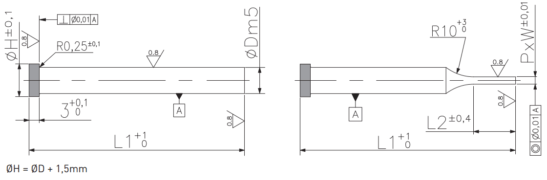 Micro headed punches P_-PSNB / P_-PSN_ plan