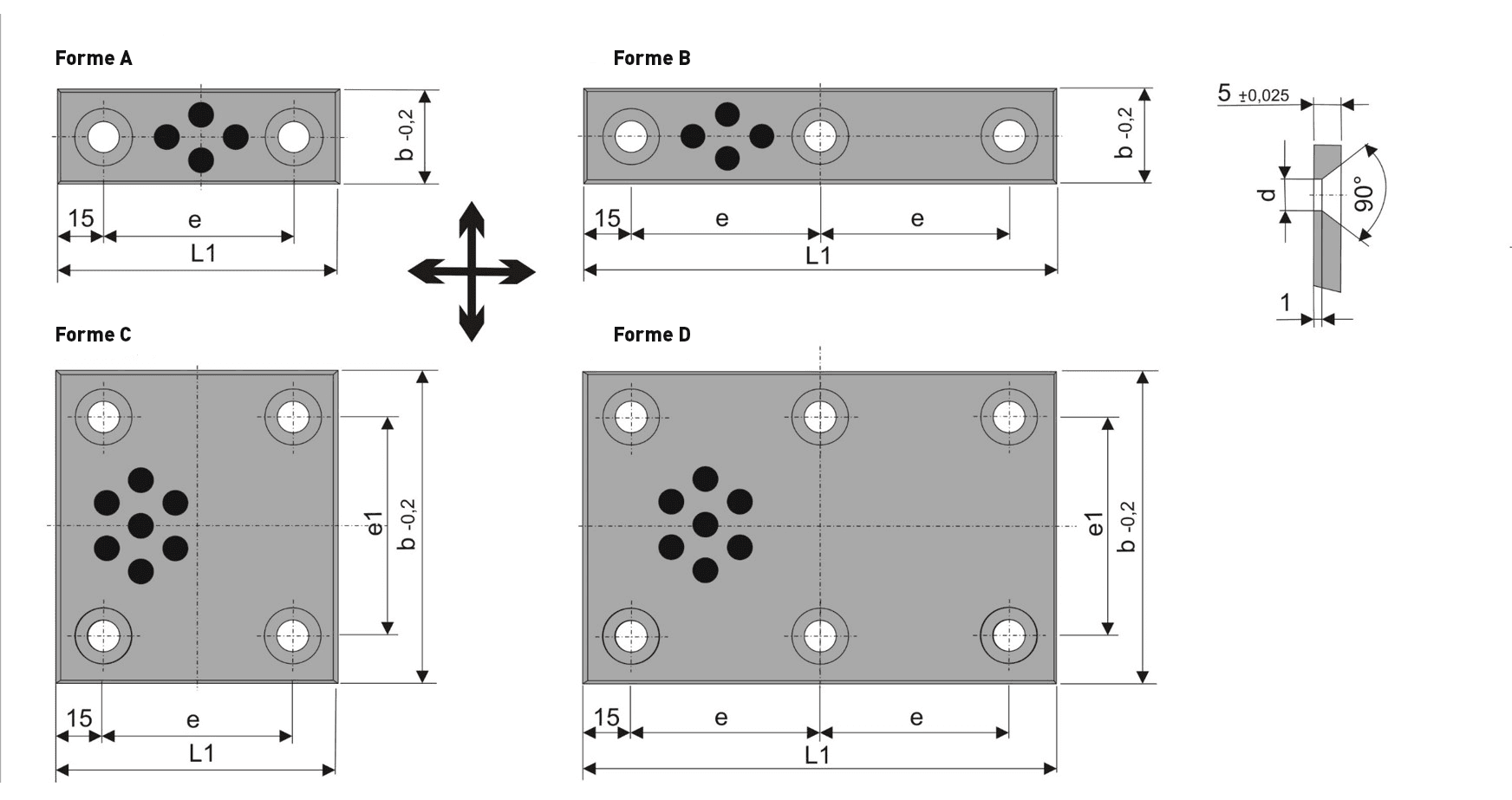 Schéma Plaque de frottement percée PLF04 - DIN ISO 2768 medium