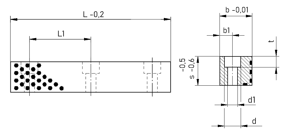 Rail de frottement PLF08 - DIN ISO 2768 medium