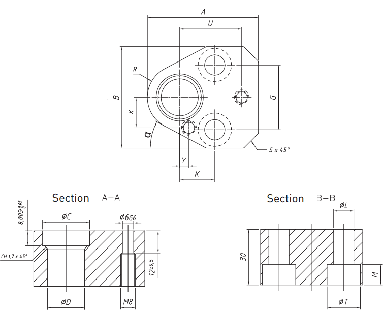 Schéma RR-PTHS , porte poinçons du fabricant Porter Besson en stock chez AMDL