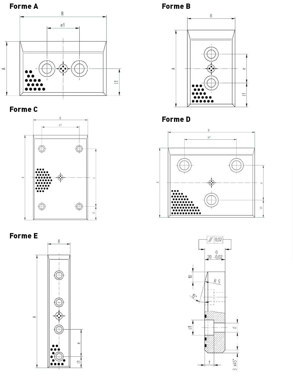 Schéma plaque de frottement bronze PLP02 - VDI 3357