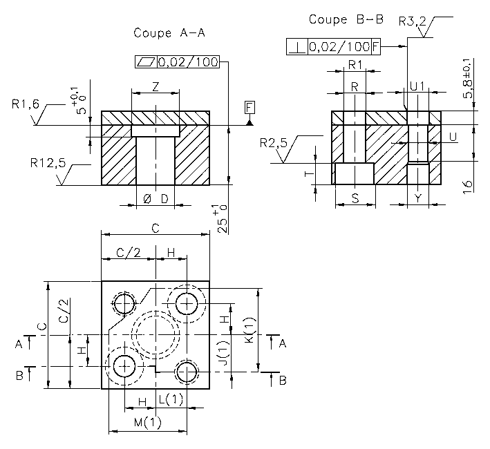 Square punch retainers RT-PPSS for round shaped headed punches plan