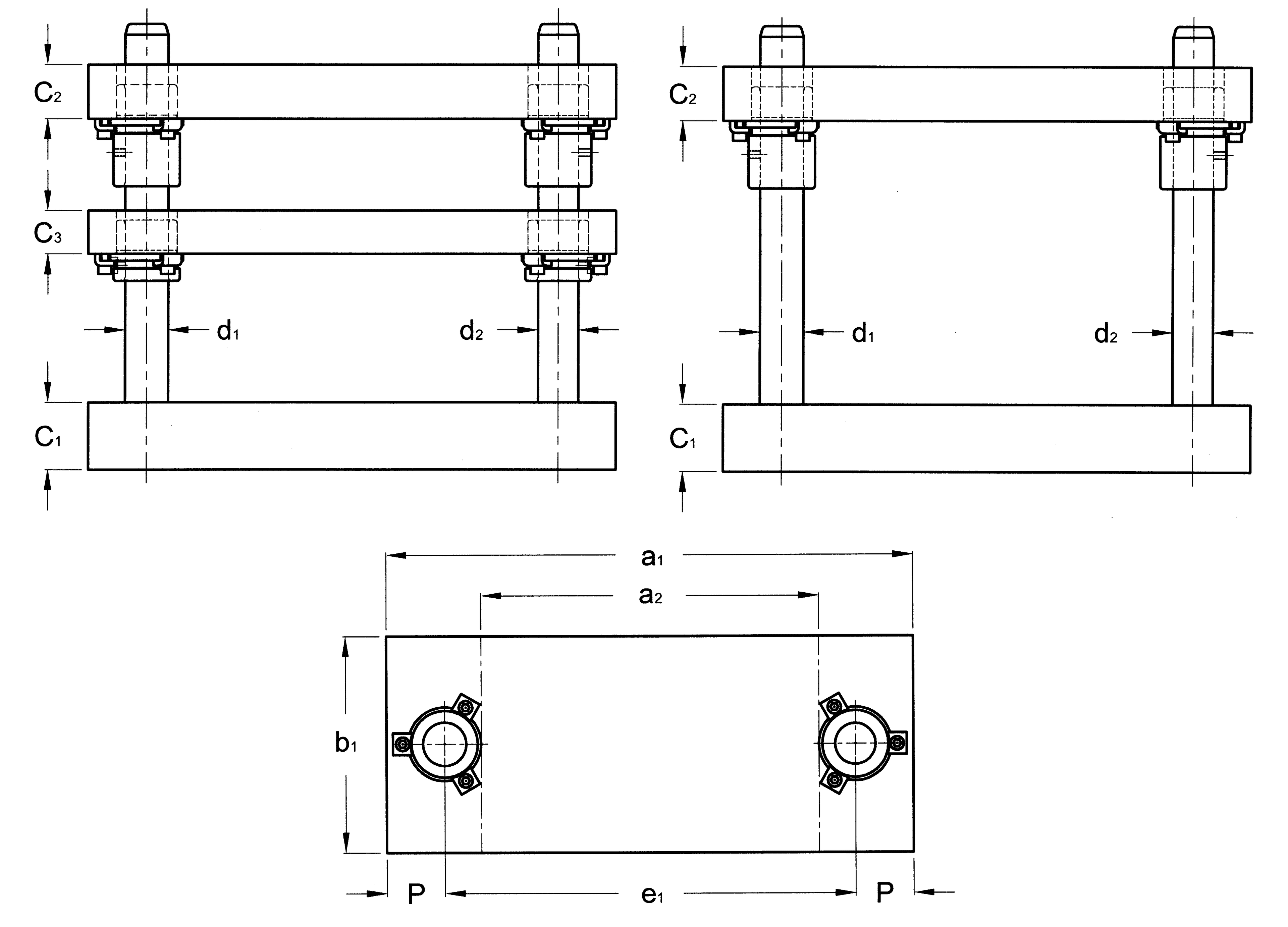 Standard die sets with centre pillars D61 D71 plan