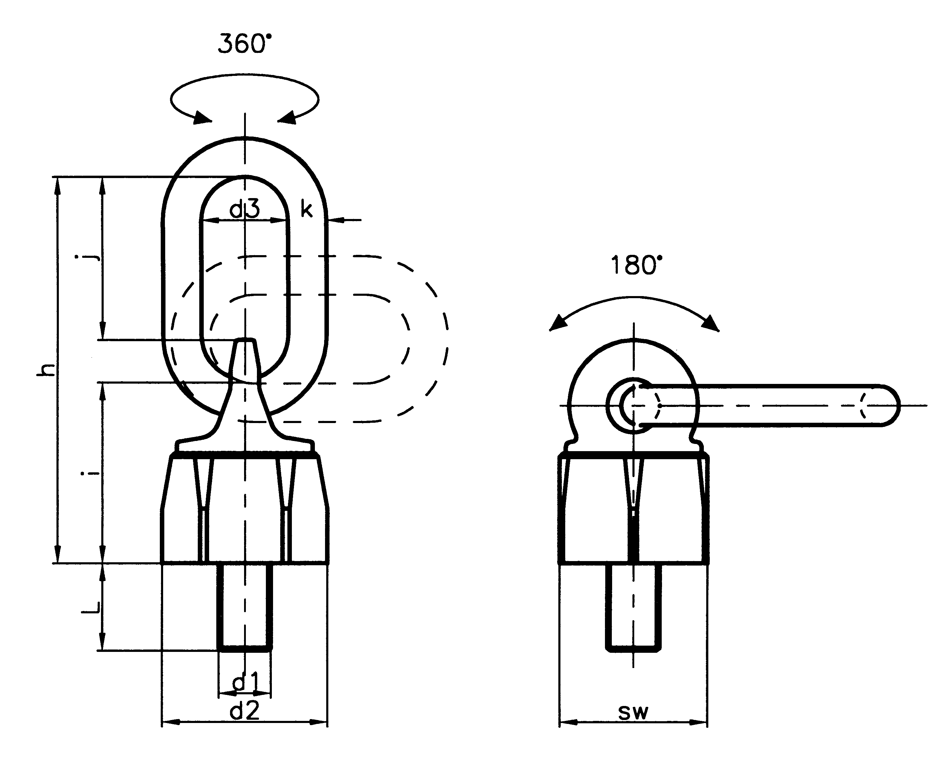 Swivel lifting rings A30.013 - DIN 5688-8 plan