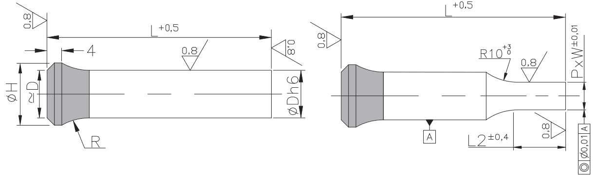 Tapered head punches PB-RFNB PB-RFN_ plan. Special cutting punches, from the leading manufacturer Porter Besson