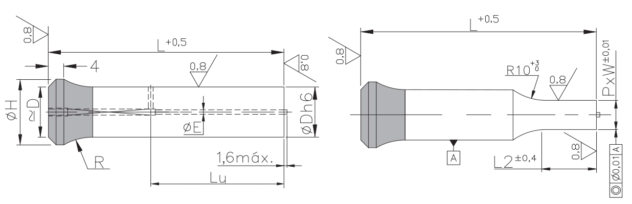 Tapered head punches with ejector PB-RFEB / PB-RFE_ plan. Special cutting punches, from the leading manufacturer Porter Besson