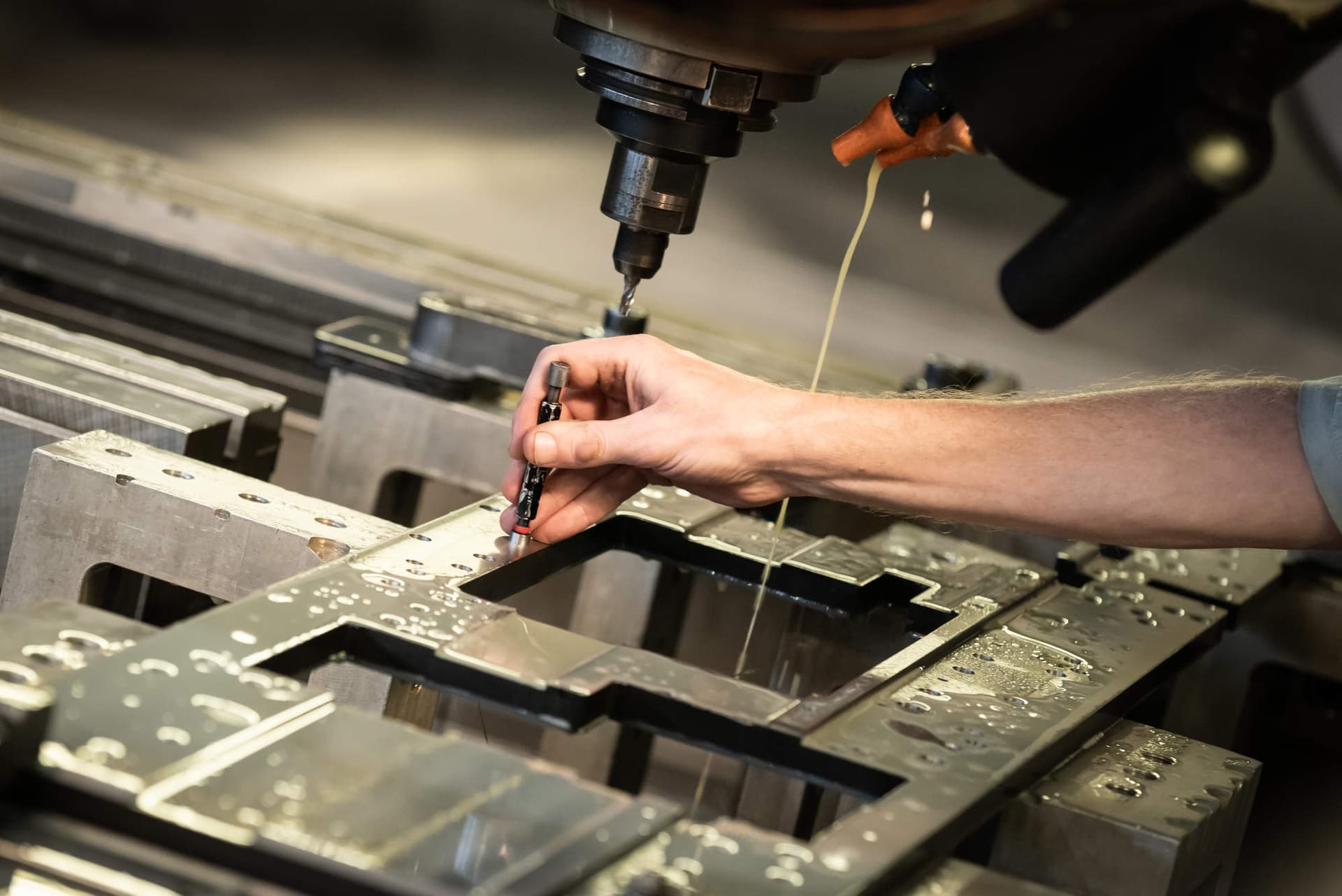 Operator working on a large milling part