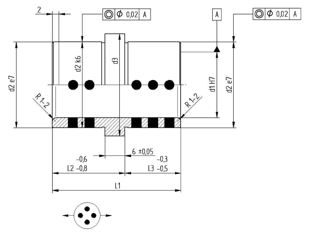Schéma bague bronze graphite pour batterie d'éjection BGB05 - DIN ISO 2768 medium
