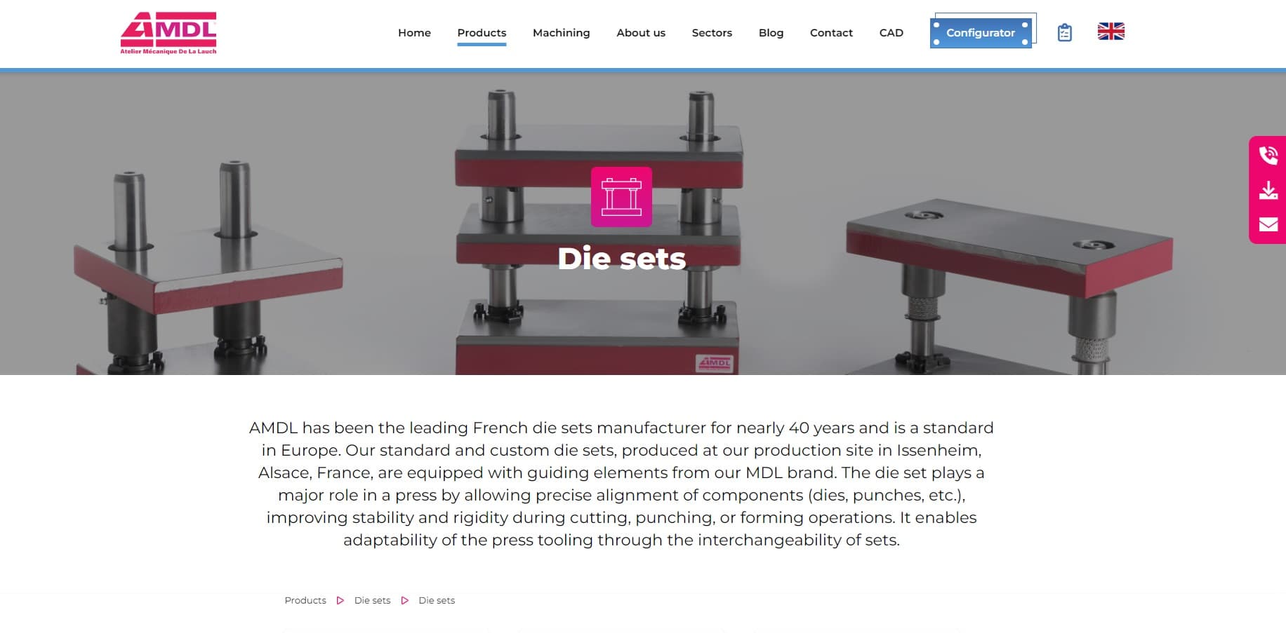 standard die sets manufactured by AMDL marketed unter MDL registered trademarke